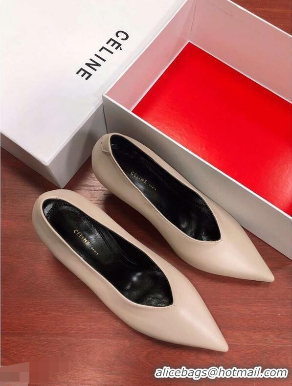 Buy Cheap Celine Heel 7.5cm Leather Pointed-Toe Pumps C22509 Nude 2019