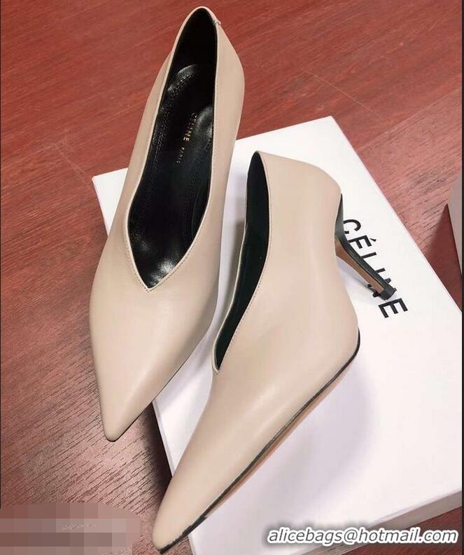 Buy Cheap Celine Heel 7.5cm Leather Pointed-Toe Pumps C22509 Nude 2019