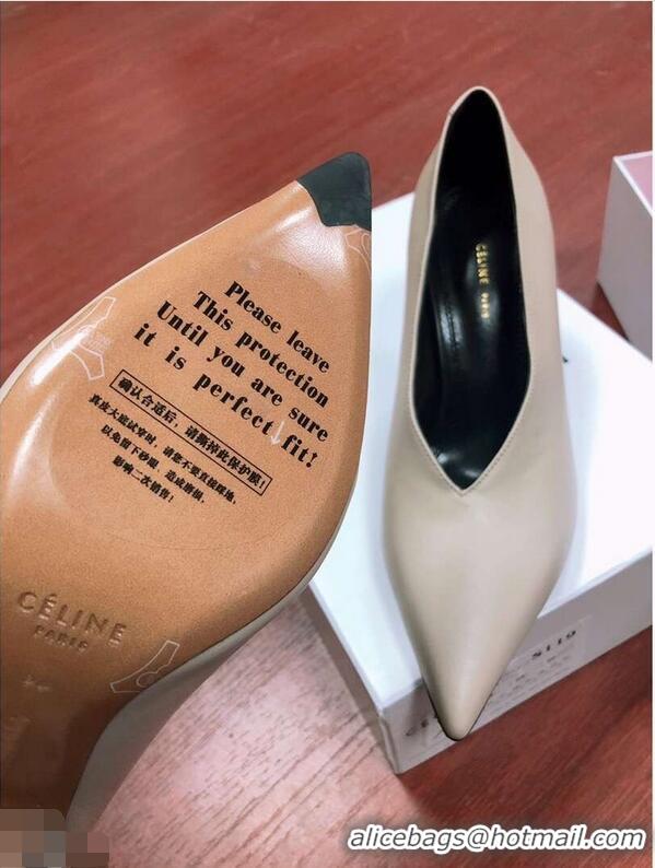 Buy Cheap Celine Heel 7.5cm Leather Pointed-Toe Pumps C22509 Nude 2019