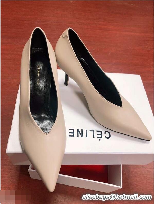 Buy Cheap Celine Heel 7.5cm Leather Pointed-Toe Pumps C22509 Nude 2019