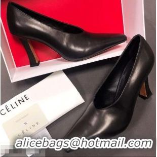 Hot Sell Celine Heel 9.5cm Leather Square-Toe Pumps C22512 Black 2019