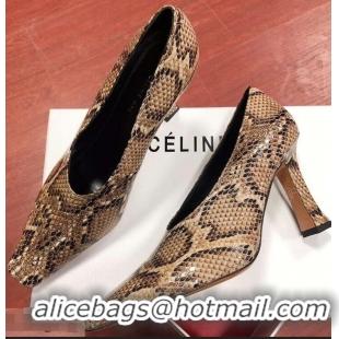 Newly Launched Celine Heel 9.5cm Leather Square-Toe Pumps C22512 Pattern 2019