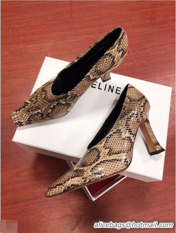 Newly Launched Celine Heel 9.5cm Leather Square-Toe Pumps C22512 Pattern 2019