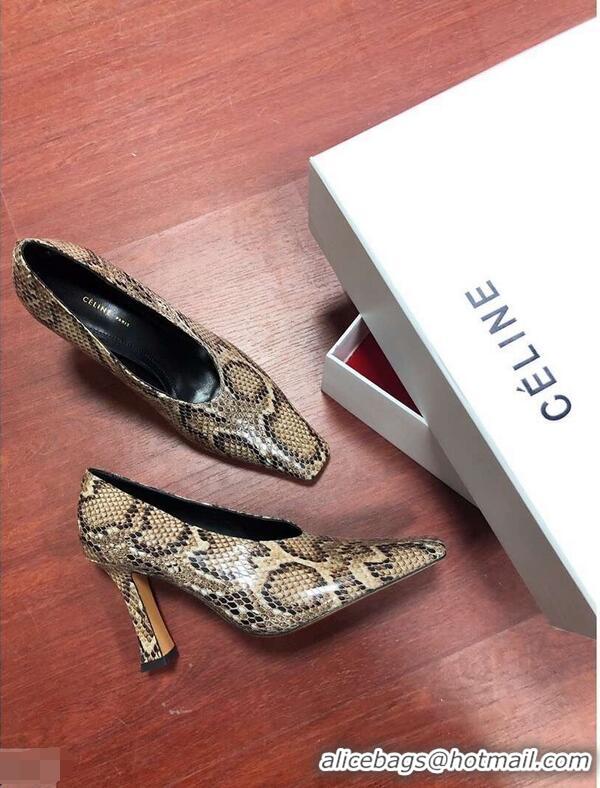 Newly Launched Celine Heel 9.5cm Leather Square-Toe Pumps C22512 Pattern 2019