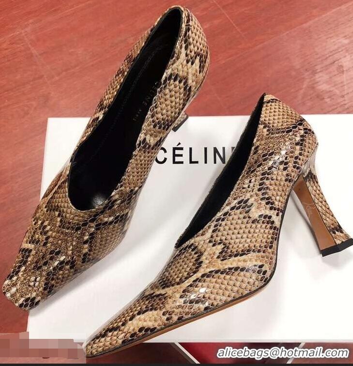 Newly Launched Celine Heel 9.5cm Leather Square-Toe Pumps C22512 Pattern 2019