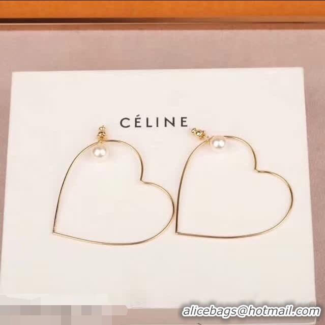 Beautiful Cheapest Celine Heart and Pearl Earrings C60223