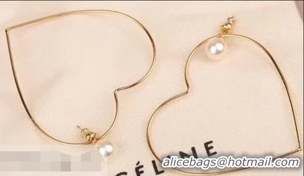 Beautiful Cheapest Celine Heart and Pearl Earrings C60223