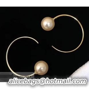 Low Price Celine Dot Large Hoops Earrings in Glass Pearl C63007 Gold