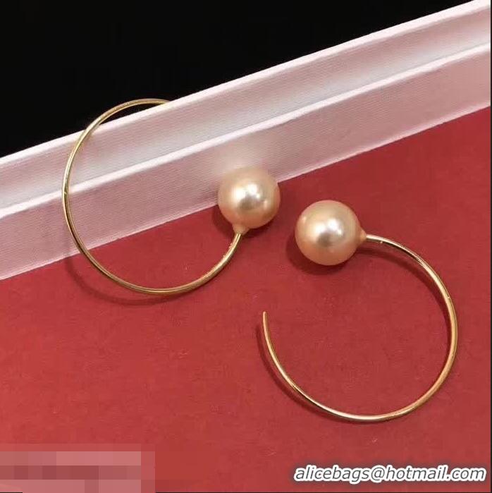 Low Price Celine Dot Large Hoops Earrings in Glass Pearl C63007 Gold