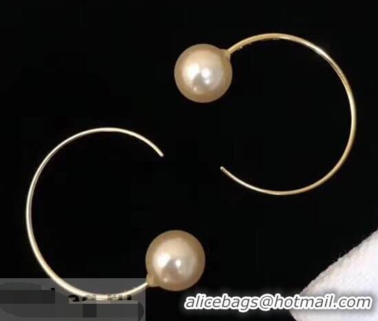 Low Price Celine Dot Large Hoops Earrings in Glass Pearl C63007 Gold