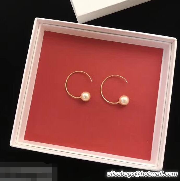 Low Price Celine Dot Large Hoops Earrings in Glass Pearl C63007 Gold