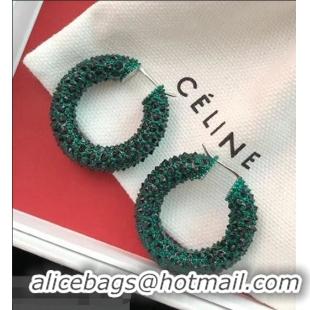 Low Cost Celine Crystal Ring Earrings C93001 Green