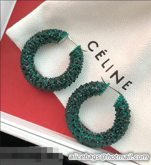 Low Cost Celine Crystal Ring Earrings C93001 Green