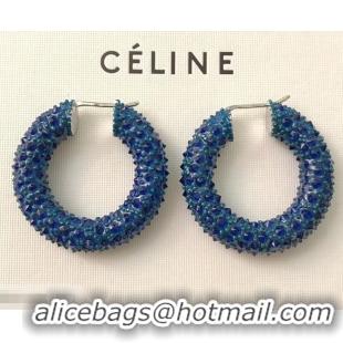 Fashion Low Price Celine Crystal Ring Earrings C93001 Blue