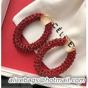 Free Shipping Discount Celine Crystal Ring Earrings C93001 Red