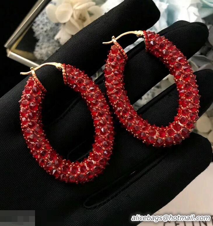 Free Shipping Discount Celine Crystal Ring Earrings C93001 Red