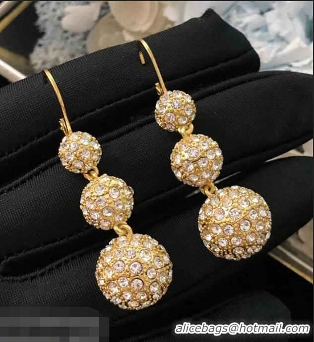 Inexpensive Celine Crystal Ball Earrings Gold/Crystal C101311