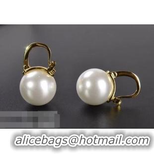 Discount Classic Celine Single Pearl Stud Earrings C02025 White/Gold