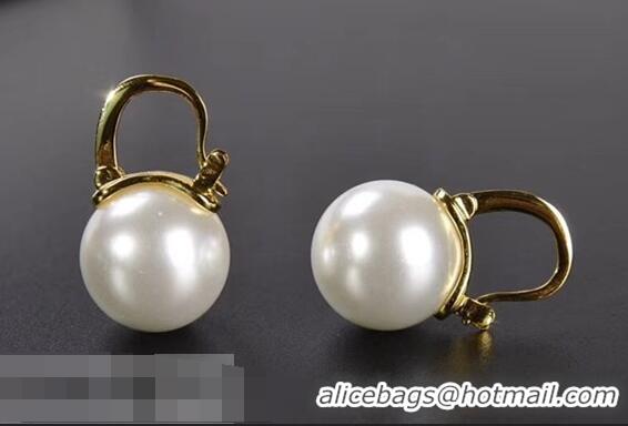 Discount Classic Celine Single Pearl Stud Earrings C02025 White/Gold