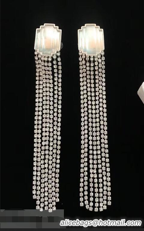 Top Quality Celine Crystal Tassel Clip-on Earrings Crystal/Silver C02026