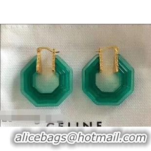 Luxury Imitation Celine Octagon Transparent Earrings C02027 Mint Green