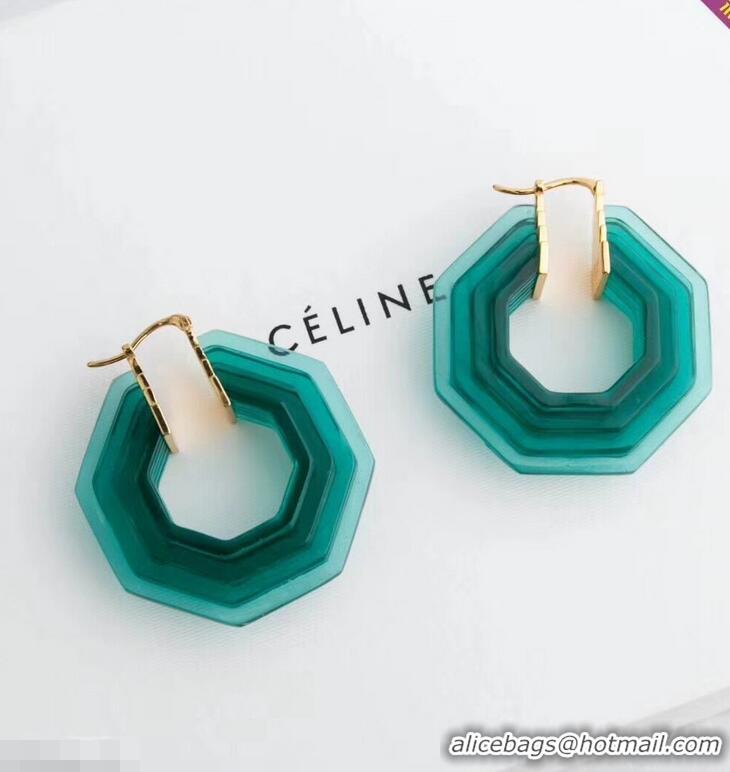 Luxury Imitation Celine Octagon Transparent Earrings C02027 Mint Green