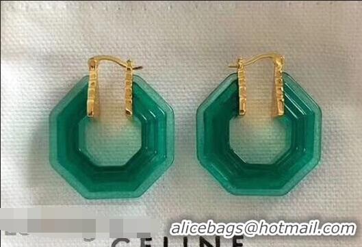 Luxury Imitation Celine Octagon Transparent Earrings C02027 Mint Green