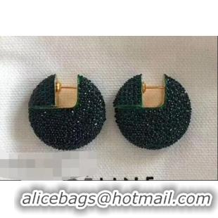 Imitation Celine Round Crystal Earrings Emerald C02028 Green