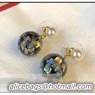 New Imitation Celine Pearl Short Earrings C10903 Dark Grey