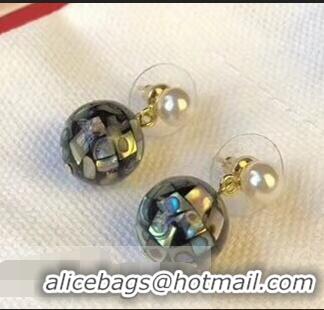 New Imitation Celine Pearl Short Earrings C10903 Dark Grey