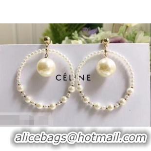 Buy Cheapest Celine Pearl Hoop Earrings C10912 White