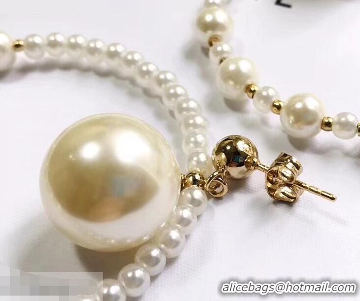 Buy Cheapest Celine Pearl Hoop Earrings C10912 White