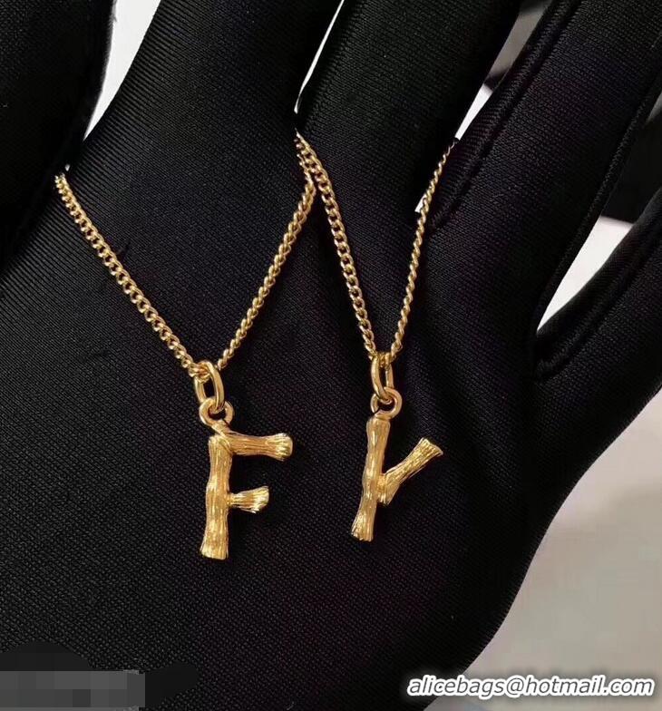 High Quality Celine Alphabet Brass Twig-Shaped Pendant Necklace Small Size C903002