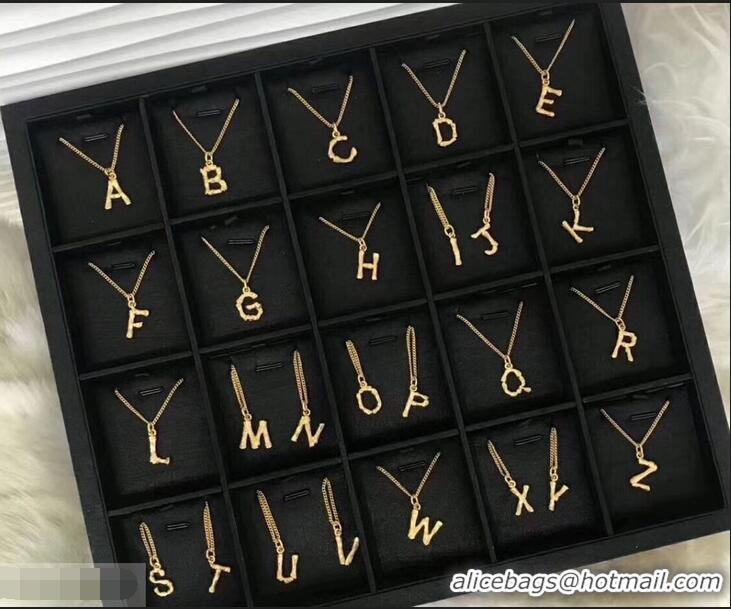 High Quality Celine Alphabet Brass Twig-Shaped Pendant Necklace Small Size C903002