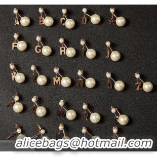 Buy Discount Celine Alphabet Brass Pearl Earrings C30481