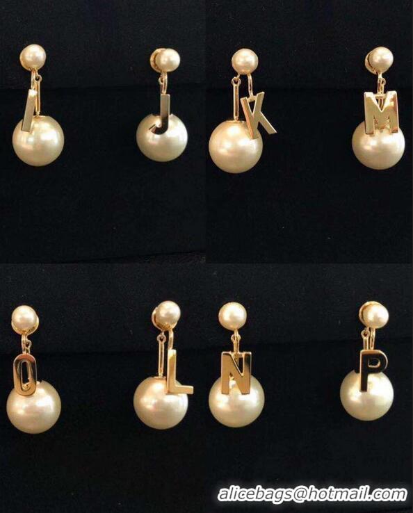 Buy Discount Celine Alphabet Brass Pearl Earrings C30481