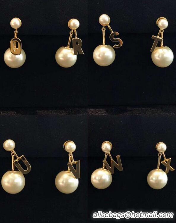 Buy Discount Celine Alphabet Brass Pearl Earrings C30481