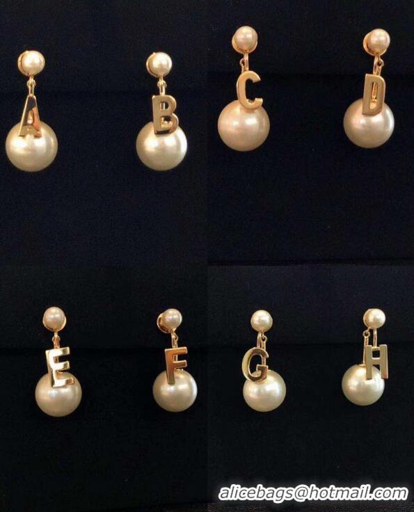 Buy Discount Celine Alphabet Brass Pearl Earrings C30481