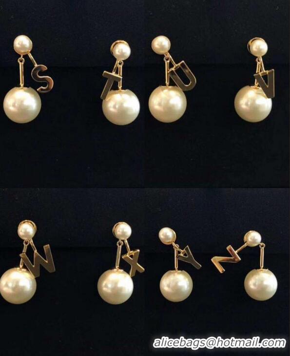 Buy Discount Celine Alphabet Brass Pearl Earrings C30481