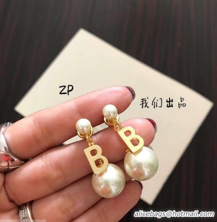 Buy Discount Celine Alphabet Brass Pearl Earrings C30481