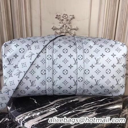 Top Quality Louis Vuitton Monogram Macassar Canvas Keepall 45CM Strap M43817 Silver