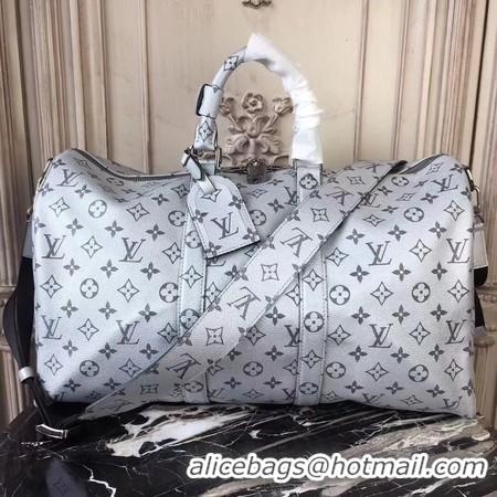 Top Quality Louis Vuitton Monogram Macassar Canvas Keepall 45CM Strap M43817 Silver