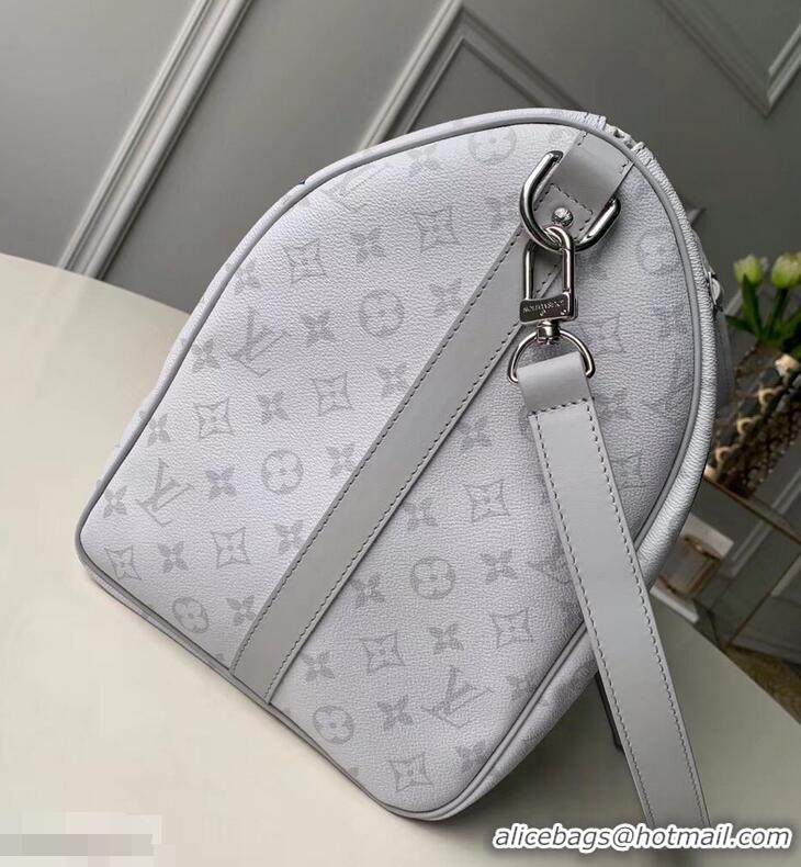 Grade Louis Vuitton Monogram White Canvas Chalk Keepall Bandouliere 50 Bag M44643 2019