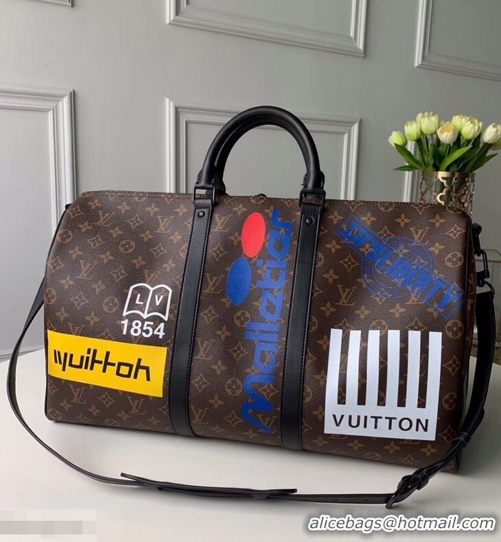 High Quality Louis Vuitton Monogram Canvas Chalk Keepall Bandouliere 50 Bag M44642 Marron 2019