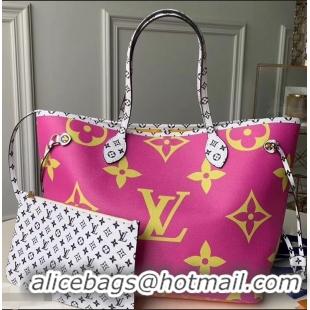 New Design Louis Vuitton Monogram Canvas Neverfull MM Tote Bag M44588 Pink/Lilac 2019