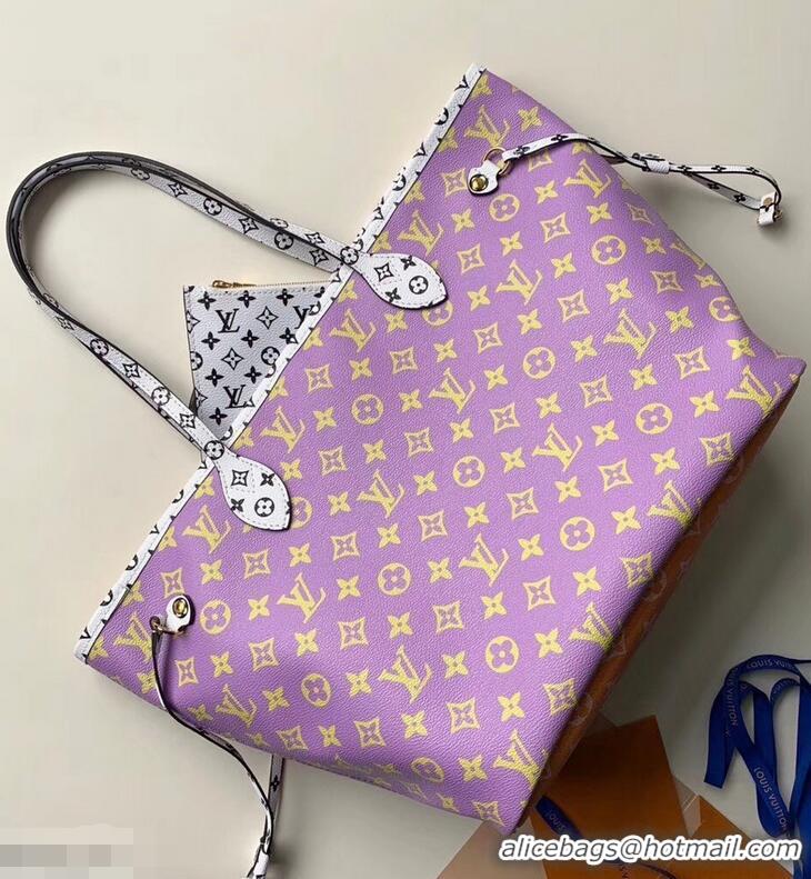 New Design Louis Vuitton Monogram Canvas Neverfull MM Tote Bag M44588 Pink/Lilac 2019