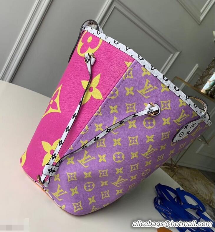 New Design Louis Vuitton Monogram Canvas Neverfull MM Tote Bag M44588 Pink/Lilac 2019