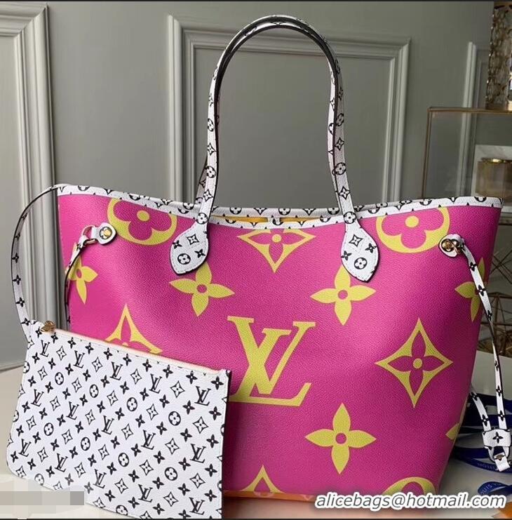 New Design Louis Vuitton Monogram Canvas Neverfull MM Tote Bag M44588 Pink/Lilac 2019