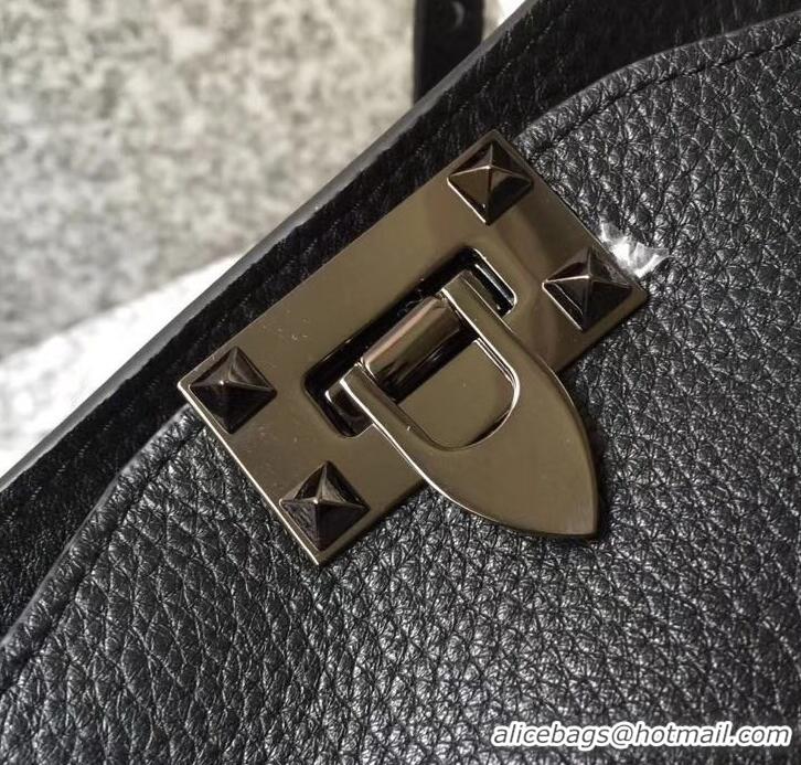 Unique Style Valentino Grained Leather Rockstud Medium Tote Bag 0973 Noir