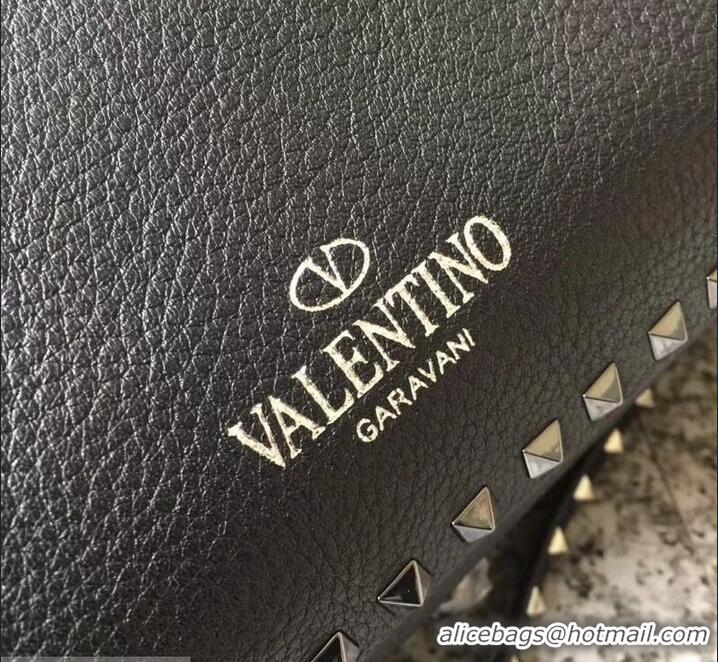 Unique Style Valentino Grained Leather Rockstud Medium Tote Bag 0973 Noir